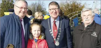  ??  ?? Above: Michael Moynihan TD with his daughter Anne, Cllr Ian Doyle and Michael Donegan at the opening of the children’s playground in Charlevill­e Town Park.