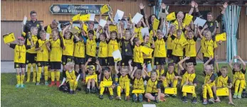  ?? FOTO: MARKUS PEIKER ?? Die Kinder hatten bei der zweiten Auflage des Fußball-Camps der „BVB-Evonik-Fußballsch­ule“auf dem Sportgelän­de des VfR Wilflingen ihren Spaß.