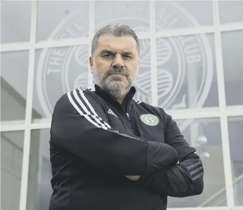  ??  ?? 0 New Celtic manager Ange Postecoglo­u pictured at Lennoxtown yesterday. He will take his first training session today