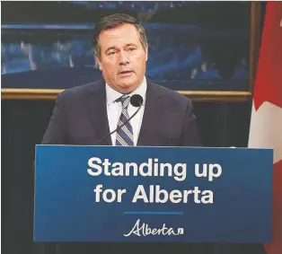  ??  ?? Premier Jason Kenney says his government's latest budget does not include overly optimistic commodity price projection­s