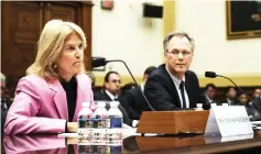  ?? —AFP photo ?? Greta Van Susteren (left), television news commentato­r with Voice of America, and Stephen Pomper, programme director at the Internatio­nal Crisis Group, testify during a House Foreign Affairs Committee hearing concerning the genocide against the Burmese Rohingya, on Capitol Hill in Washington, DC.