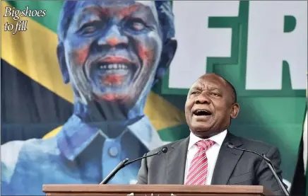  ?? PICTURE: ELMOND JIYANE/GCIS ?? President Cyril Ramaphosa delivers the keynote address at the Freedom Day event at the Dr Rantlai Petrus Molemela Stadium in Bloemfonte­in, yesterday. See pages 3, 6 and 19