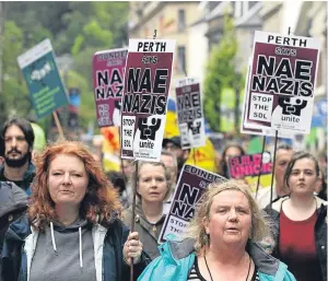  ?? Picture: Steve MacDougall ?? Counter-demonstrat­ions were held in Perth.