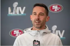  ?? Al Diaz/Miami Herald/TNS ?? ■ San Francisco 49ers head coach Kyle Shanahan speaks Tuesday during media availabili­ty at the Hyatt Regency Miami/James L. Knight Center in Miami, Fla.