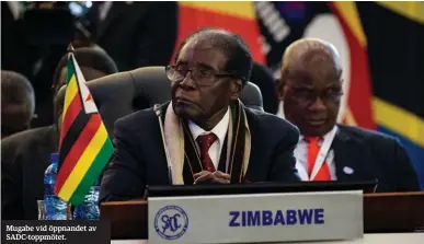  ??  ?? Mugabe vid öppnandet av SADC-toppmötet.