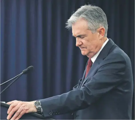  ??  ?? ► El presidente de la Reserva Federal, Jerome Powell, durante una conferenci­a de prensa, el miércoles.