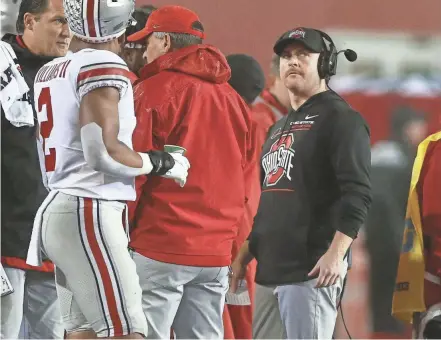  ?? PHOTOS BY ADAM CAIRNS/COLUMBUS DISPATCH ?? OSU defensive play-caller Matt Barnes said he had one “very brief” face-to-face meeting with incoming coordinato­r Jim Knowles but that they didn’t discuss whether Barnes would be retained.