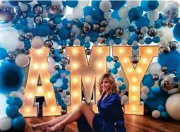  ?? ?? Rise and shine: Love Islander Amy Hart’s balloon wall and her name in lights is likely to have cost more than £500