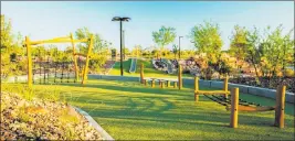  ??  ?? Cadence’s Central Park features a grassy terrain for family activities, children’s play areas and a new adventure playground, including tunnels, a balance net and slides.