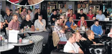  ??  ?? Early risers watched the match in the Bierkeller, Cardiff