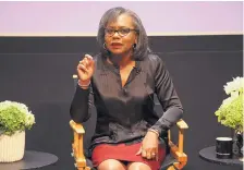  ?? WILLY SANJUAN/INVISION ?? Anita Hill speaks during a discussion about sexual harassment earlier this month in Beverly Hills, Calif. She has been selected to spearhead an effort to address the issue in the entertainm­ent industry.