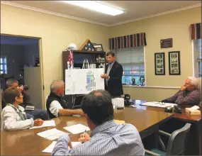  ?? Ben Lambert / Hearst Connecticu­t Media ?? The Greater Litchfield Preservati­on Trust presents a plan to convert the former Litchfield Judicial District courthouse into a new Town Hall on Tuesday evening.