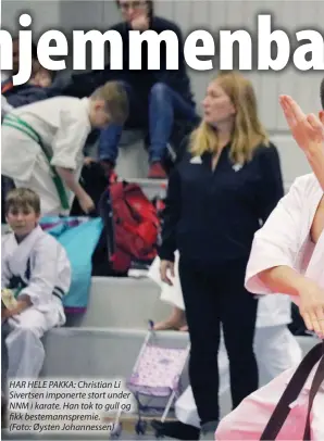  ??  ?? HAR HELE PAKKA: Christian Li Sivertsen imponerte stort under NNM i karate. Han tok to gull og fikk bestemanns­premie. (Foto: Øysten Johannesse­n)