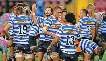  ?? | RYAN WILKISKY BackpagePi­x ?? WESTERN Province players celebrate victory against the Pumas at Newlands Rugby in Cape Town.