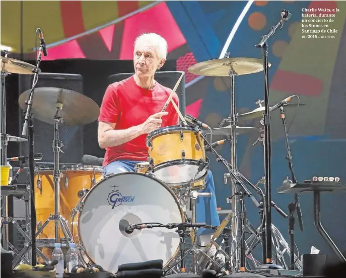  ?? // REUTERS ?? Charlie Watts, a la batería, durante un concierto de los Stones en Santiago de Chile en 2016