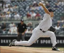  ?? THE ASSOCIATED PRESS ?? New York Yankees’ Masahiro Tanaka, of Japan, delivers a pitch during the first inning of a baseball game against the Arizona Diamondbac­ks Wednesday, July 31, 2019, in New York.