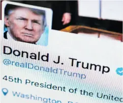  ??  ?? President Donald Trump’s Twitter feed as seen on a computer screen in Washington.