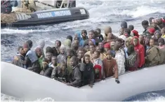  ?? — Reuters ?? File picture shows migrants during a rescue operation by the Italian navy off the coast of the south of the Italian island of Sicily.