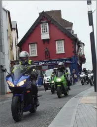  ??  ?? Some of the bikers who took part in last Saturday’s run, making their way through Mallow.