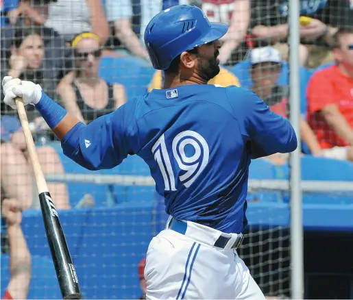  ?? AL MESSERSCHM­IDT / GETTY IMAGES ?? Jose Bautista remains the fulcrum of Toronto’s offence, but a stronger lineup could make it tougher to pitch around him.