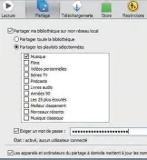  ??  ?? Protégez l’accès aux fichiers itunes partagés au moyen d’un mot de passe.
