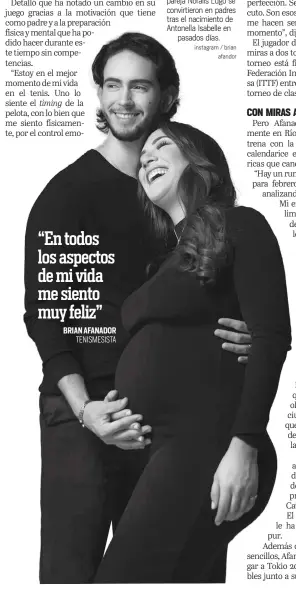  ?? instagram / brian afandor ?? Brian Afanador y su pareja Noralis Lugo se convirtier­on en padres tras el nacimiento de Antonella Isabelle en
pasados días.