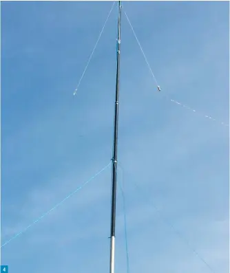  ??  ?? Fig. 1: EZNEC modelling of the G3PJT 30m array. Fig. 2: Modelling of the G4DKG 80m array. Fig. 3: EZNEC modelling of the G3PJT 3-element 40m array described in the text.
Fig. 4: Top of mast showing element connection. 4