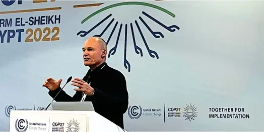  ?? ?? Bertrand Piccard à la COP27 à Charm el-Cheikh en Égypte. (Crédits : DR)