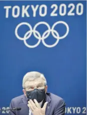  ?? (Photo: AFP) ?? Internatio­nal Olympic Committee President Thomas Bach takes part in a news conference following an executive board meeting ahead of the Tokyo 2020 Olympic Games yesterday in Tokyo.
