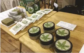  ??  ?? rick and sam brownfield of broomstraw Farms turn their hemp into soaps and salves (above) that deliver CbD oil.