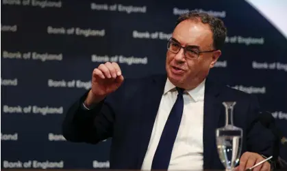  ?? Photograph: Andy Rain/EPA ?? Bank of England governor Andrew Bailey said decisions on interest rates would be influenced byservice sector inflation, earnings growth and the state of the labour market.