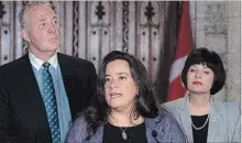  ?? JUSTIN TANG THE CANADIAN PRESS ?? Liberal MP Bill Blair, left, Justice Minister Jody Wilson-Raybould and Health Minister Ginette Petitpas Taylor explain Bill C-45 to the media.