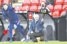  ?? - AFP photo ?? Jose Mourinho (centre) gestures from the sidelines during the English Premier League football match between Sheffield United and Tottenham Hotspur at Bramall Lane in Sheffield, northern England on January 17, 2021.