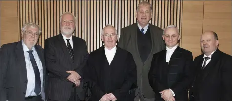  ??  ?? Judges Joseph Mangan. David Riordan, Gerard Haughton, Michael Pattwell, Colin Daly and Flannan Brennan.