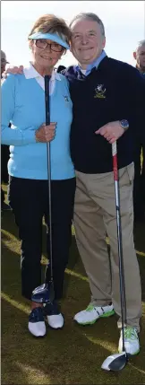  ??  ?? Lady Captain Rita O’Connor and Gents Captain Bryan Collins pictured at their drive-in at Laytown & Bettystown Golf Club.