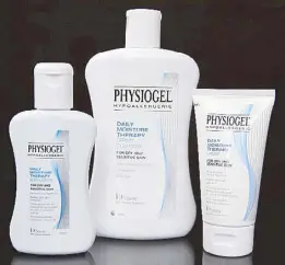  ??  ?? For dry and sensitive skin: Physiogel’s Daily Moisture Therapy range of body lotion, Dermo-cleanser and cream