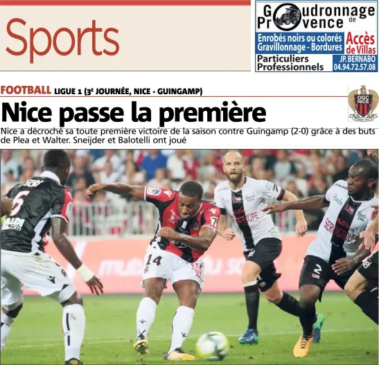  ?? (Photo Franck Fernandes) ?? Alassanne Plea a débloqué la situation et permis à Nice de retrouver le moral, et la victoire, à quelques jours du match retour de Ligue des champions face à Naples.