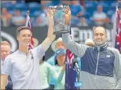  ?? AP ?? ■
Rajeev Ram (right) and Joe Salisbury after defeating Australia's Max Purcell and Luke Saville in the men's doubles final.