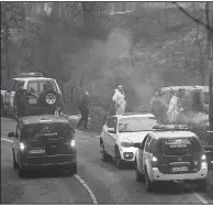  ?? AP/LALO R. VILLAR ?? A burned car remains Monday after a wildfire swept through in Pontevedra­in the northweste­rn Spanish region of Galicia.