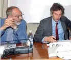  ?? foto Serino) ?? L’incontro Pier Luigi Celli (a sinistra) e il sindaco di Lecce Paolo Perrone (