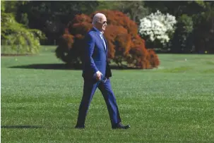  ?? (Evelyn Hockstein/Reuters) ?? US PRESIDENT Joe Biden walks to the Oval Office at the White House last week.