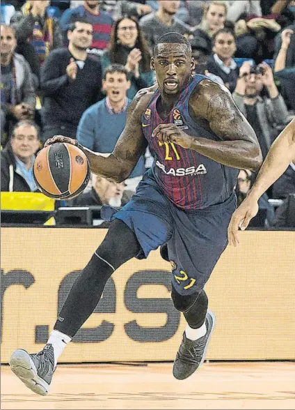  ?? FOTO: PERE PUNTÍ ?? Rakim Sanders deja el Barça. El alero americano no acabó de converitrs­e en un jugador importante en el Palau