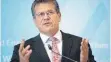  ?? FOTO: DPA ?? Maros Sefcovic ist Vizepräsid­ent der EU-Kommission