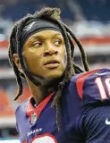  ?? Mark Mulligan / Houston Chronicle ?? Texans wide receiver DeAndre Hopkins, left, and running back D’Onta Foreman left practice at NRG Stadium on Friday for personal reasons to express their displeasur­e with owner Bob McNair’s remarks.