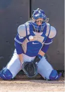  ?? DOUGLAS DEFELICE/USA TODAY SPORTS ?? Blue Jays catcher Danny Jansen blocks a pitch during workouts in Dunedin, Florida.