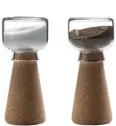  ??  ?? DINING DESIGN Unusual Amorim Materia Par salt
and pepper shakers, £59 from Homearama, are sculpted from rustic
cork into tabletop accessorie­s