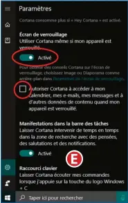  ??  ?? Même en cas de verrouilla­ge de l’ordinateur, Cortana peut accéder à vos données.  