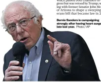  ?? Photo / AP ?? Bernie Sanders is campaignin­g strongly after having heart surgery late last year.