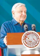  ?? ?? l El presidente Andrés Manuel López Obrador en conferenci­a desde Chiapas en la estación Palenque del Tren Maya.