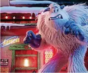  ?? WARNER ANIMATION GROUP] [PHOTO BY ?? Migo the yeti (voice of Channing Tatum) wanders into a human village in the animated movie “Smallfoot.”